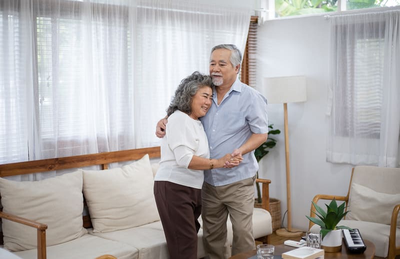 Senior couple relaxing at home